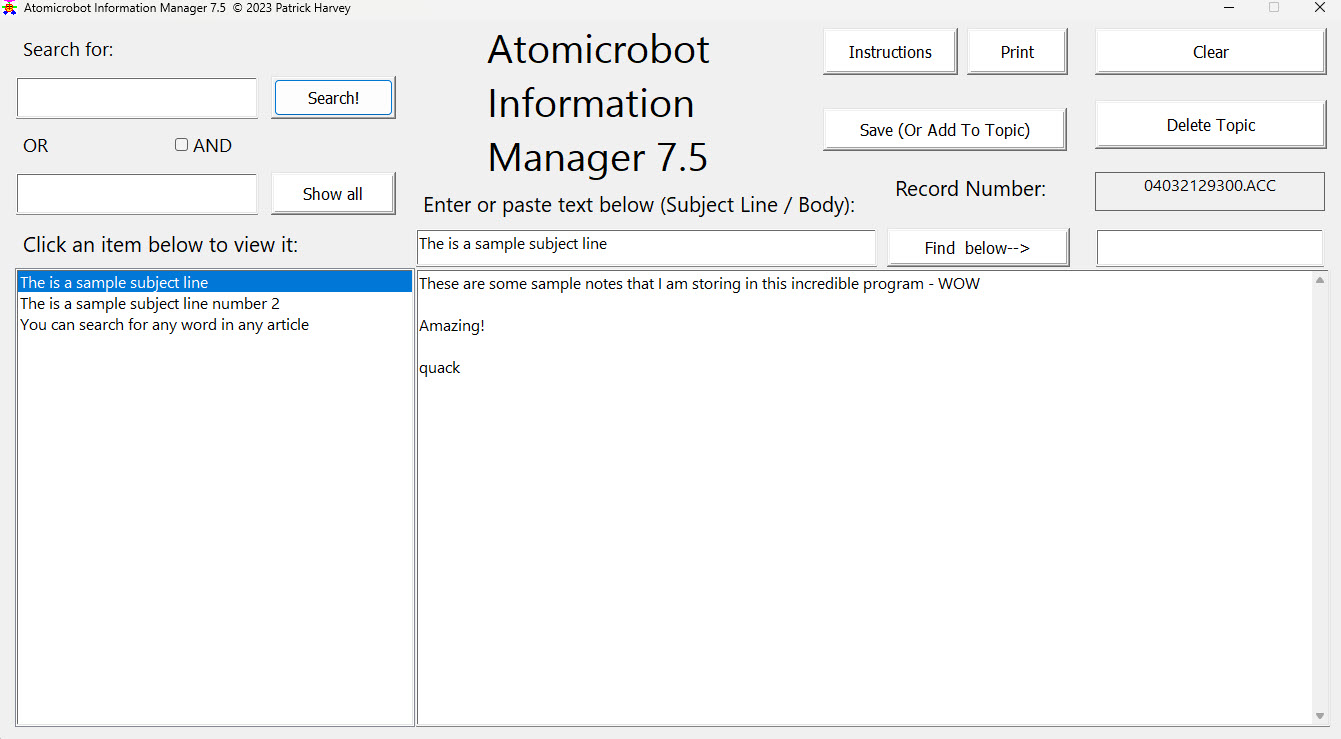 Atomicrobot Information Manager Windows 11 download